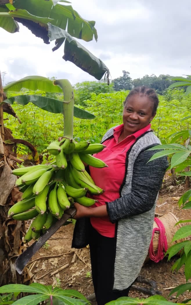 Membre de CAPEN tenant un régime de bananes plantain