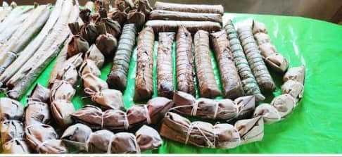 Bâtons de manioc emballés